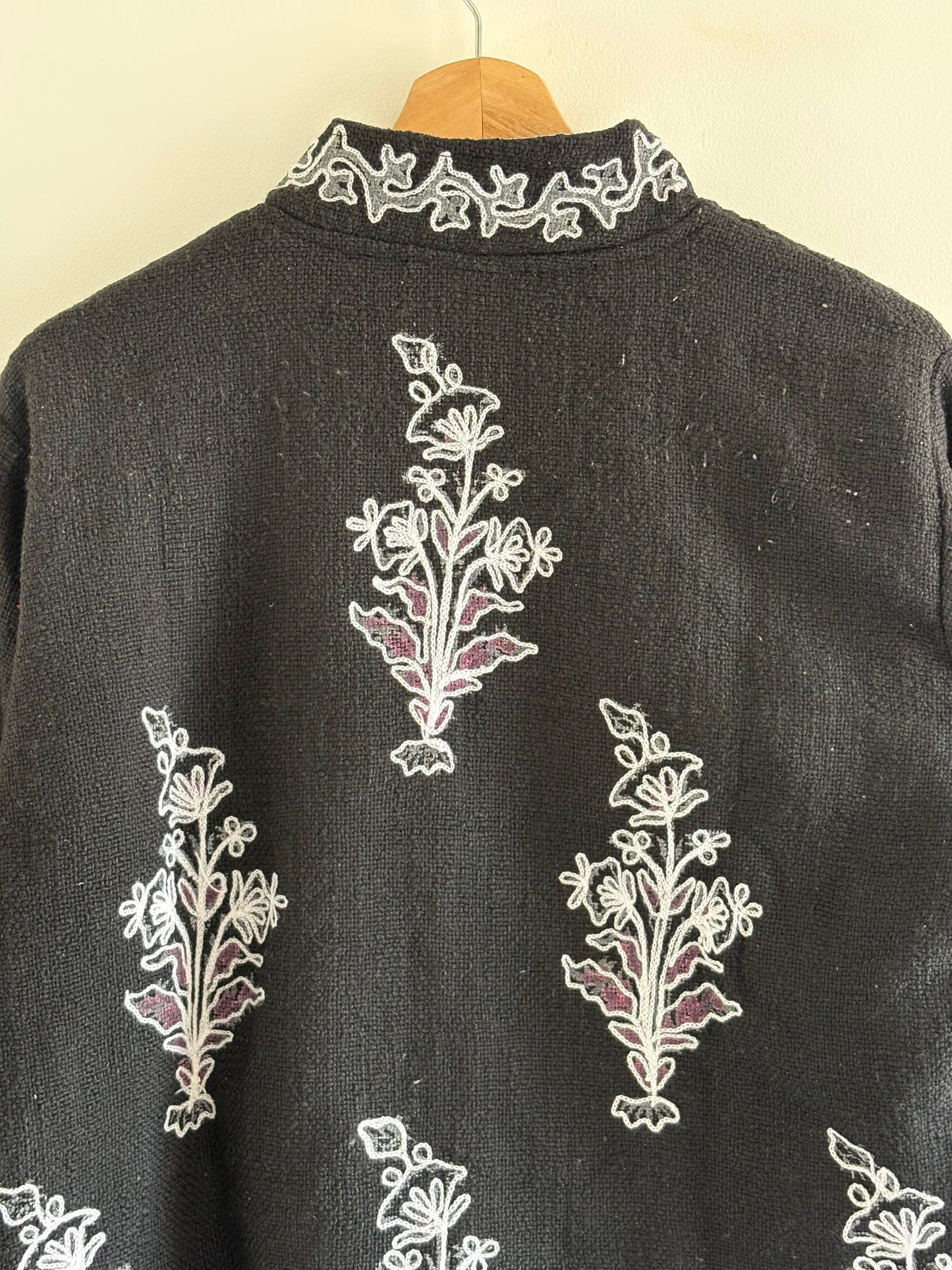 TNT Suzani Hand-Embroidered Black Suzani Jacket | Bohemian Floral Cotton Party Wear Jacket