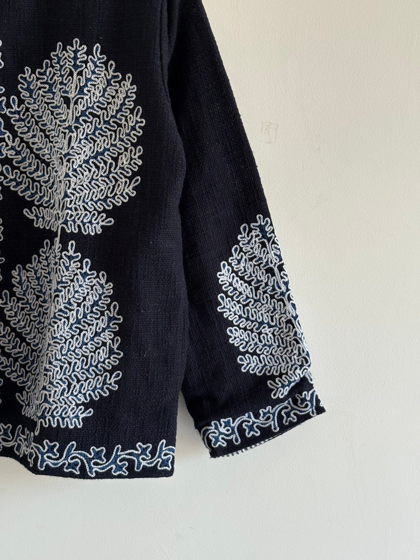 Bohemoian Valvet Black Beautiful Jacket For Women Wear Luxury Hand-Embroidered Black Suzani Jacket