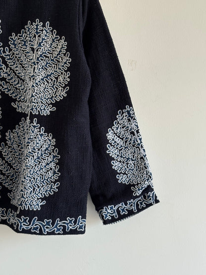 Bohemoian Valvet Black Beautiful Jacket For Women Wear Luxury Hand-Embroidered Black Suzani Jacket