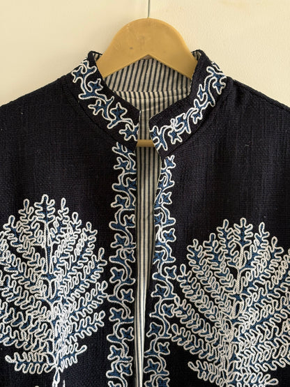 Bohemoian Valvet Black Beautiful Jacket For Women Wear Luxury Hand-Embroidered Black Suzani Jacket