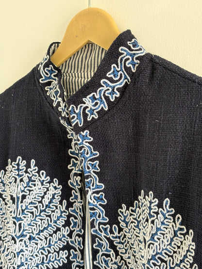 Bohemoian Valvet Black Beautiful Jacket For Women Wear Luxury Hand-Embroidered Black Suzani Jacket