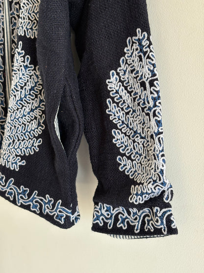 Bohemoian Valvet Black Beautiful Jacket For Women Wear Luxury Hand-Embroidered Black Suzani Jacket