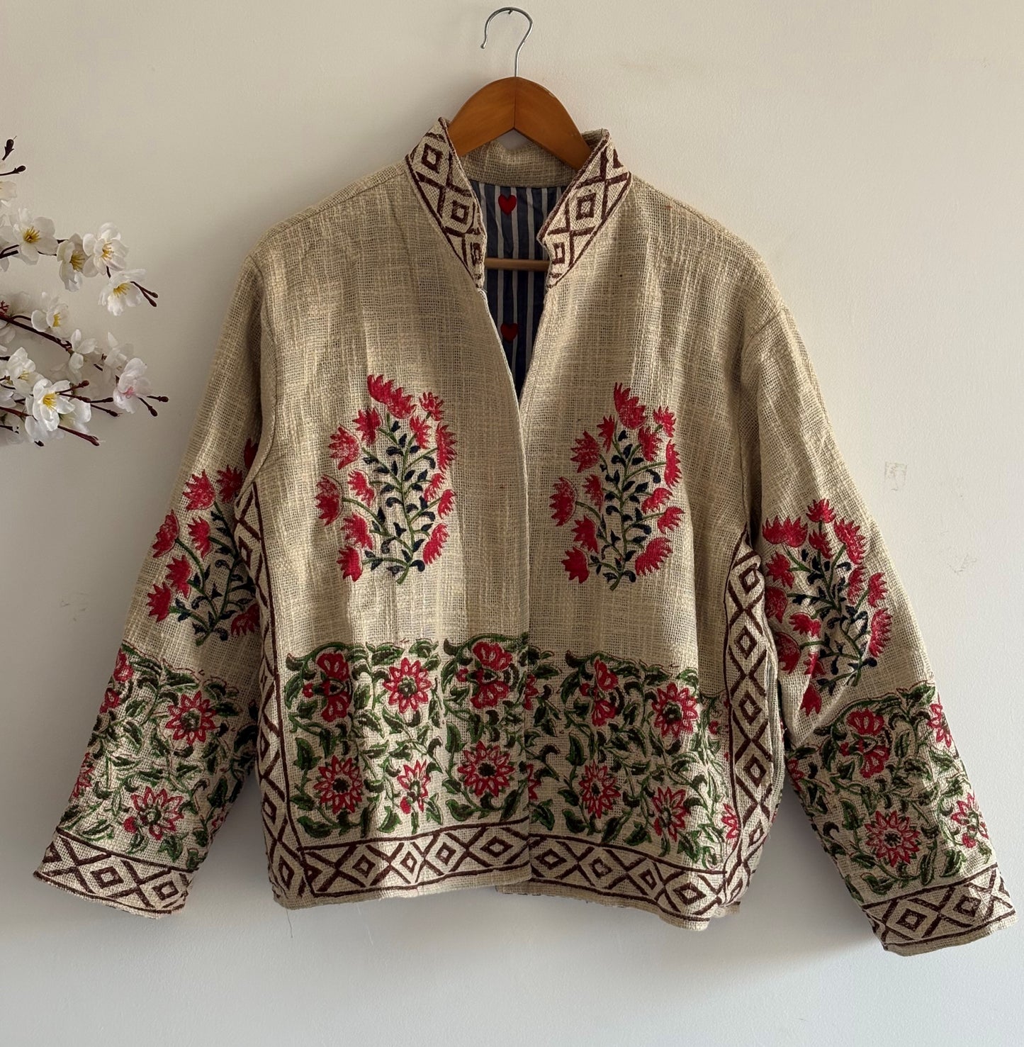 Handmade TNT Cotton Floral Jacket | Traditional Block Print Women's Coat