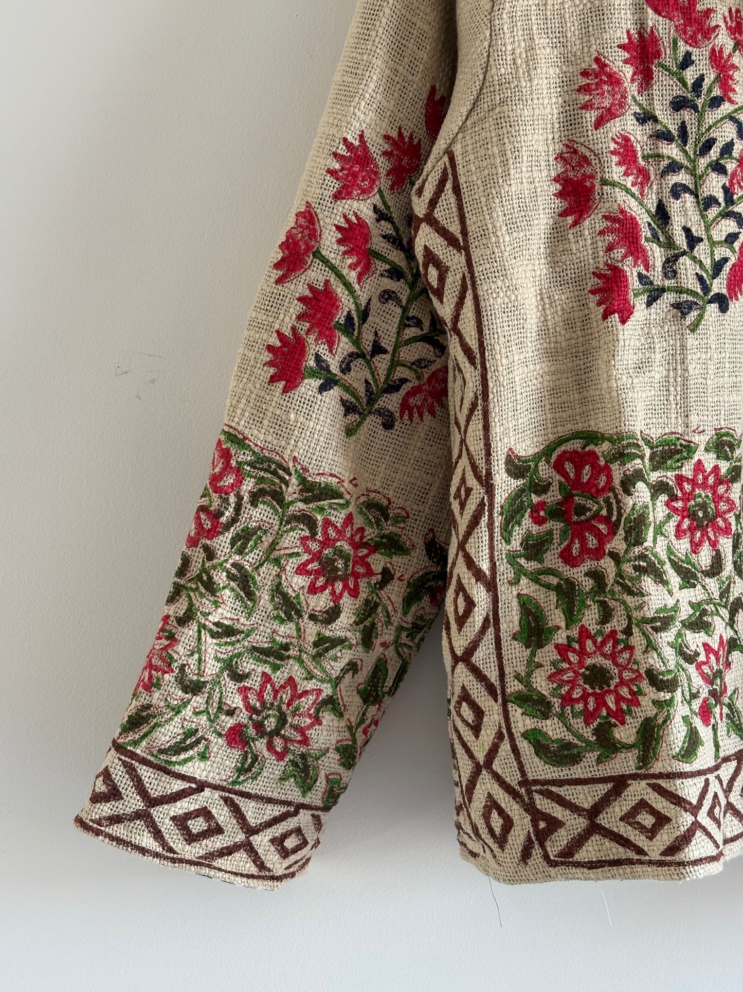 Handmade TNT Cotton Floral Jacket | Traditional Block Print Women's Coat