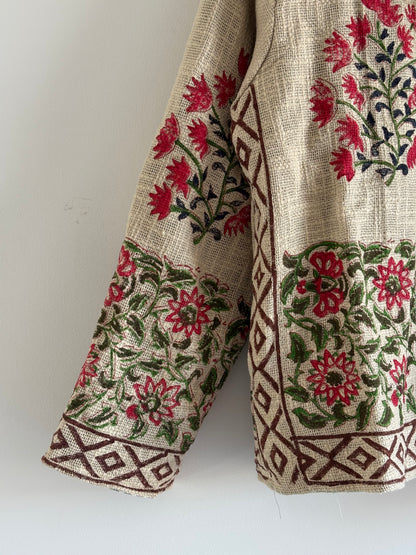 Handmade TNT Cotton Floral Jacket | Traditional Block Print Women's Coat