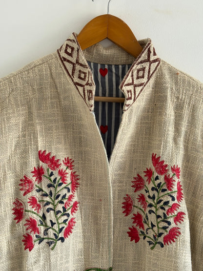 Handmade TNT Cotton Floral Jacket | Traditional Block Print Women's Coat
