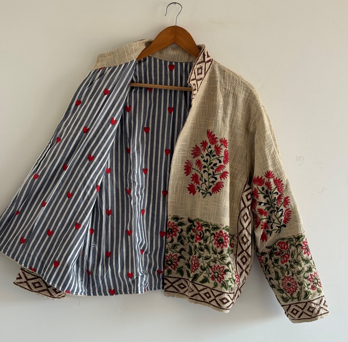 Handmade TNT Cotton Floral Jacket | Traditional Block Print Women's Coat