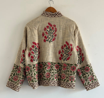 Handmade TNT Cotton Floral Jacket | Traditional Block Print Women's Coat