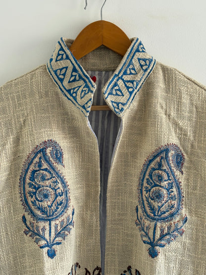 Boho Suzani Jacket One of a Kind Boho Short Coat Free Size New Indian Suzani Embroidery Jacket Women's Wear Cotton Coat