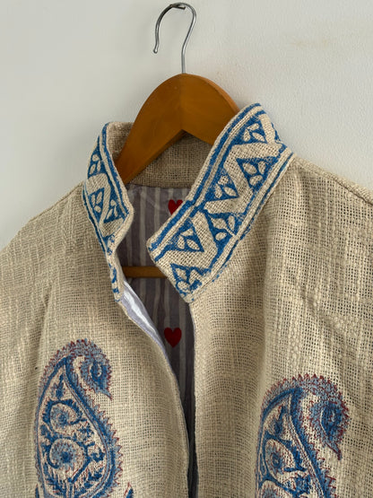 Boho Suzani Jacket One of a Kind Boho Short Coat Free Size New Indian Suzani Embroidery Jacket Women's Wear Cotton Coat