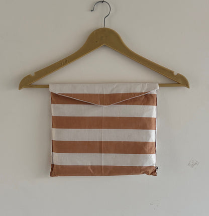 Hand Block Light Weight Brown With White Striped Print Cotton Pyjama For Women Night House Pjs Dress