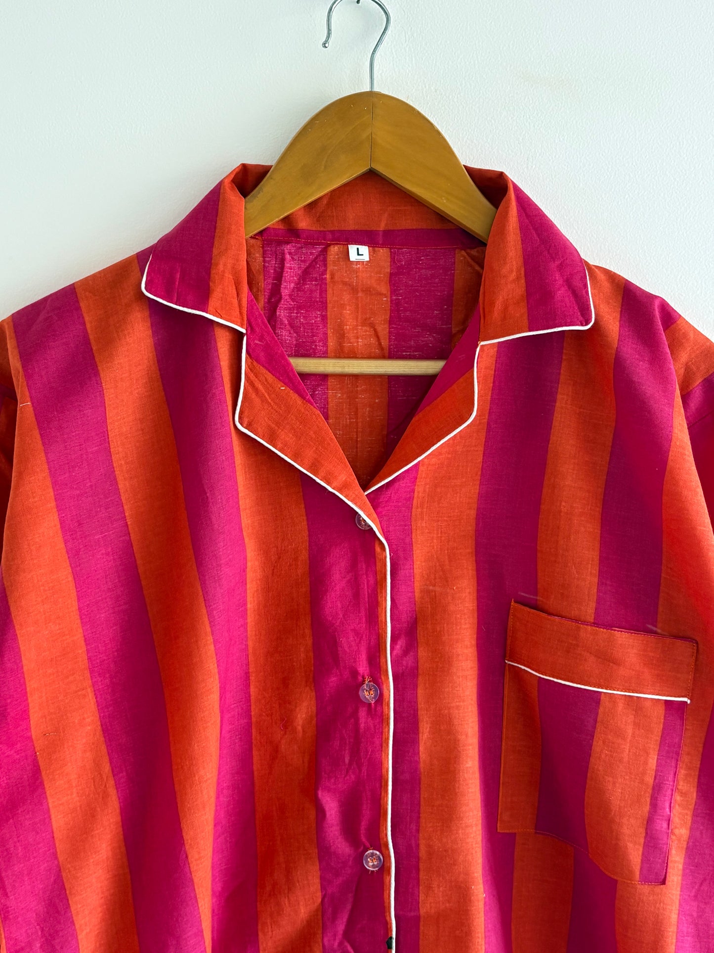 Striped Print Indian Soft Cozy Cotton Night Suit For Women's Summer Sundress Beautiful Pj Set