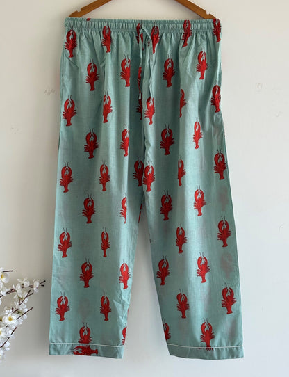 Soft Cotton Lobster Print Pajama Set Women’s Nightwear Lounge Set Beautiful Summer Casual Pjs