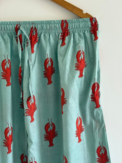 Soft Cotton Lobster Print Pajama Set Women’s Nightwear Lounge Set Beautiful Summer Casual Pjs