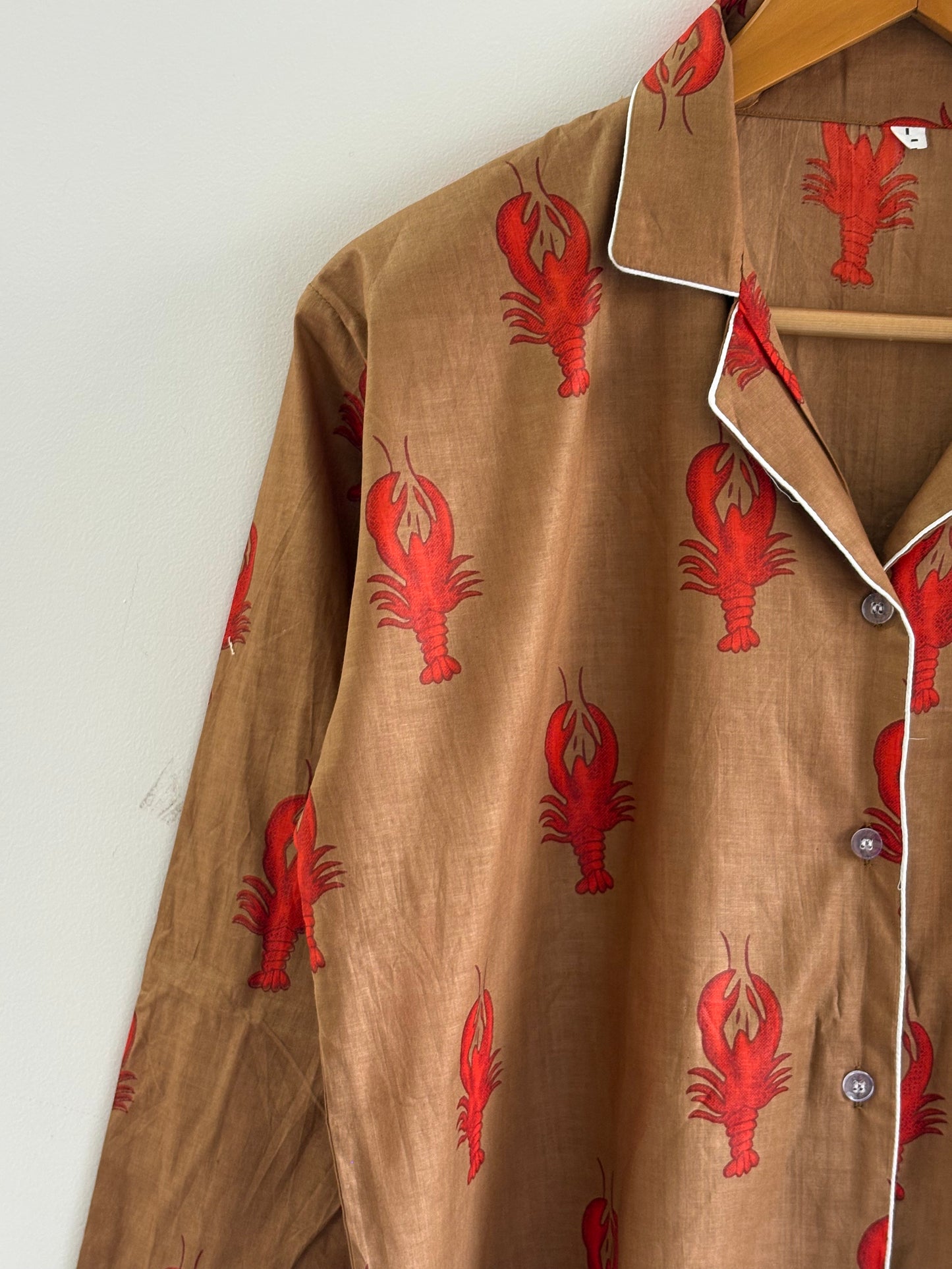 Lobster Bridesmaid Cotton Pajama Block Print Bridesmaid Night Party Wear Matching Pj Set