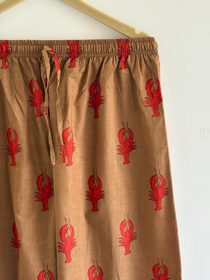Lobster Bridesmaid Cotton Pajama Block Print Bridesmaid Night Party Wear Matching Pj Set