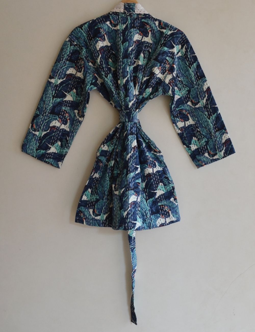 Short Kantha Jacket Indian Pure Cotton Kimono