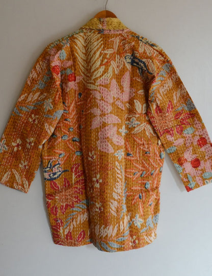 Quilted Kantha Jacket Vintage Style Boho Coat