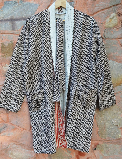 Striped Print Indian Bagru Print Bohemian Jacket