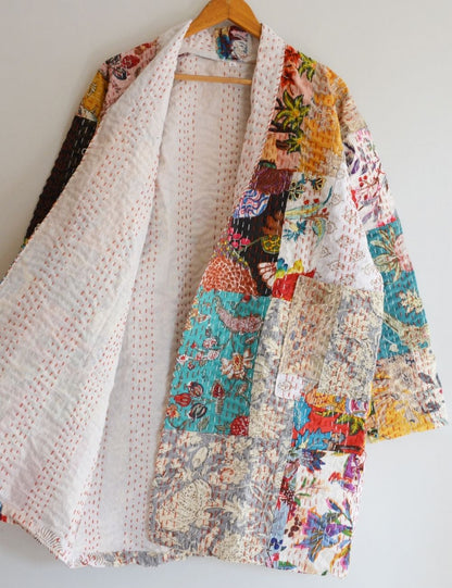 Screen Patch Work Indian Handmade Kantha Jacket