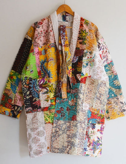 Screen Patch Work Indian Handmade Kantha Jacket