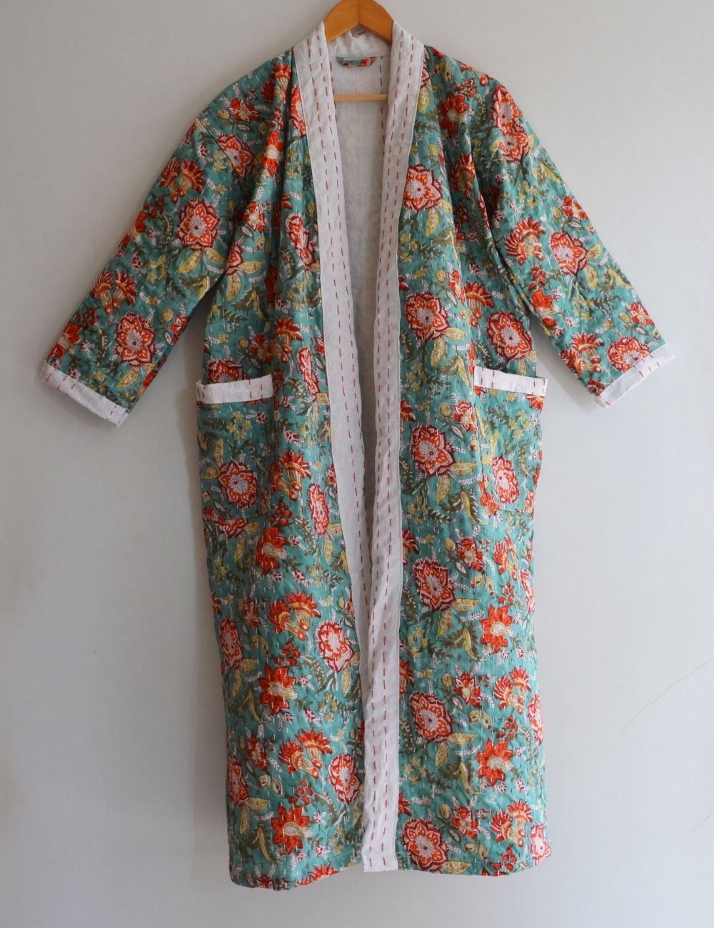 Quilted Kantha Kimono For Winter Warm Bathrobes