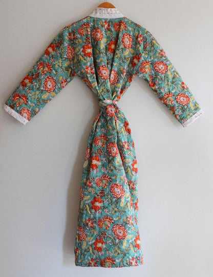 Quilted Kantha Kimono For Winter Warm Bathrobes