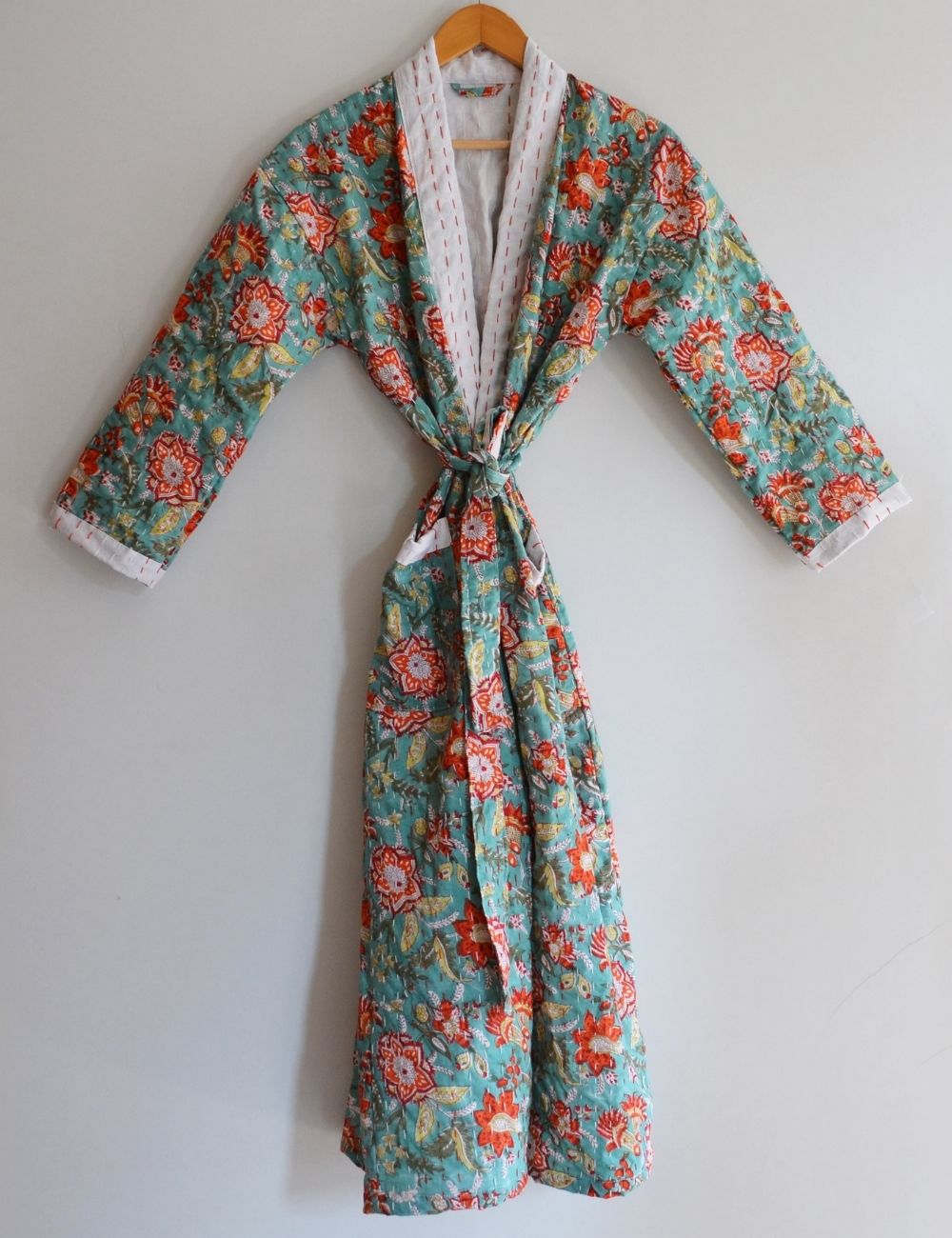 Quilted Kantha Kimono For Winter Warm Bathrobes