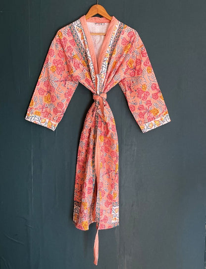 Beach Wear Hand Stitch Kantha Robe Long Bath Robe Dressing Gown