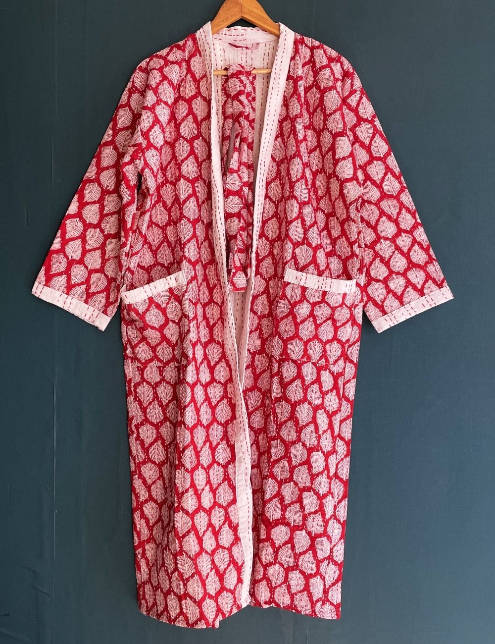 Red Leaf Quilted Unisex Cotton Winter Maternity Robes