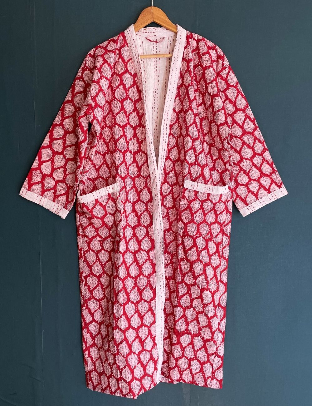 Red Leaf Quilted Unisex Cotton Winter Maternity Robes