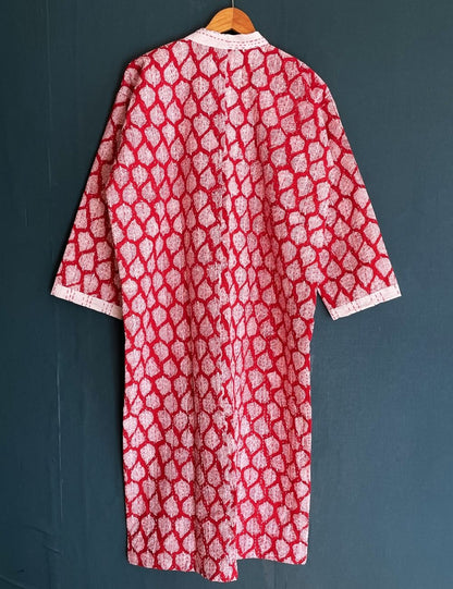 Red Leaf Quilted Unisex Cotton Winter Maternity Robes