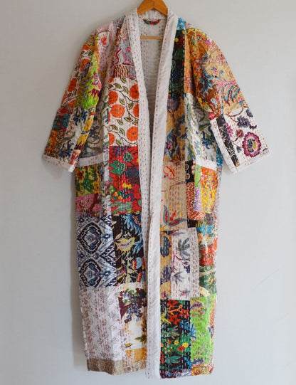 Screen Patch Winter Dressing Kimono Boho Japanese Style Robe