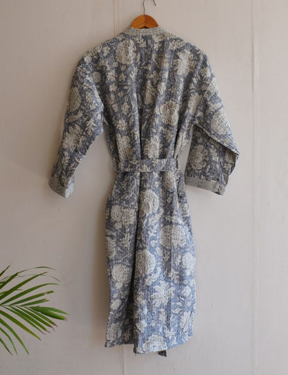 Unisex Classic Cotton Kantha Kimono Robe in Beach Cover Up