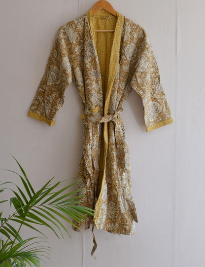 Hand Quilted Cotton Winter Warm Bathrobe