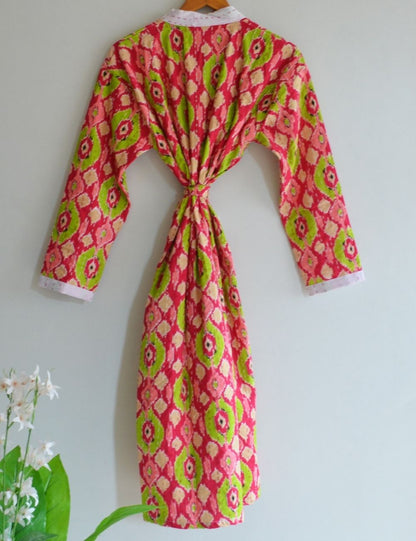 Multicolor Bathrobe 100% Cotton Handmade Swim Wear Kimono