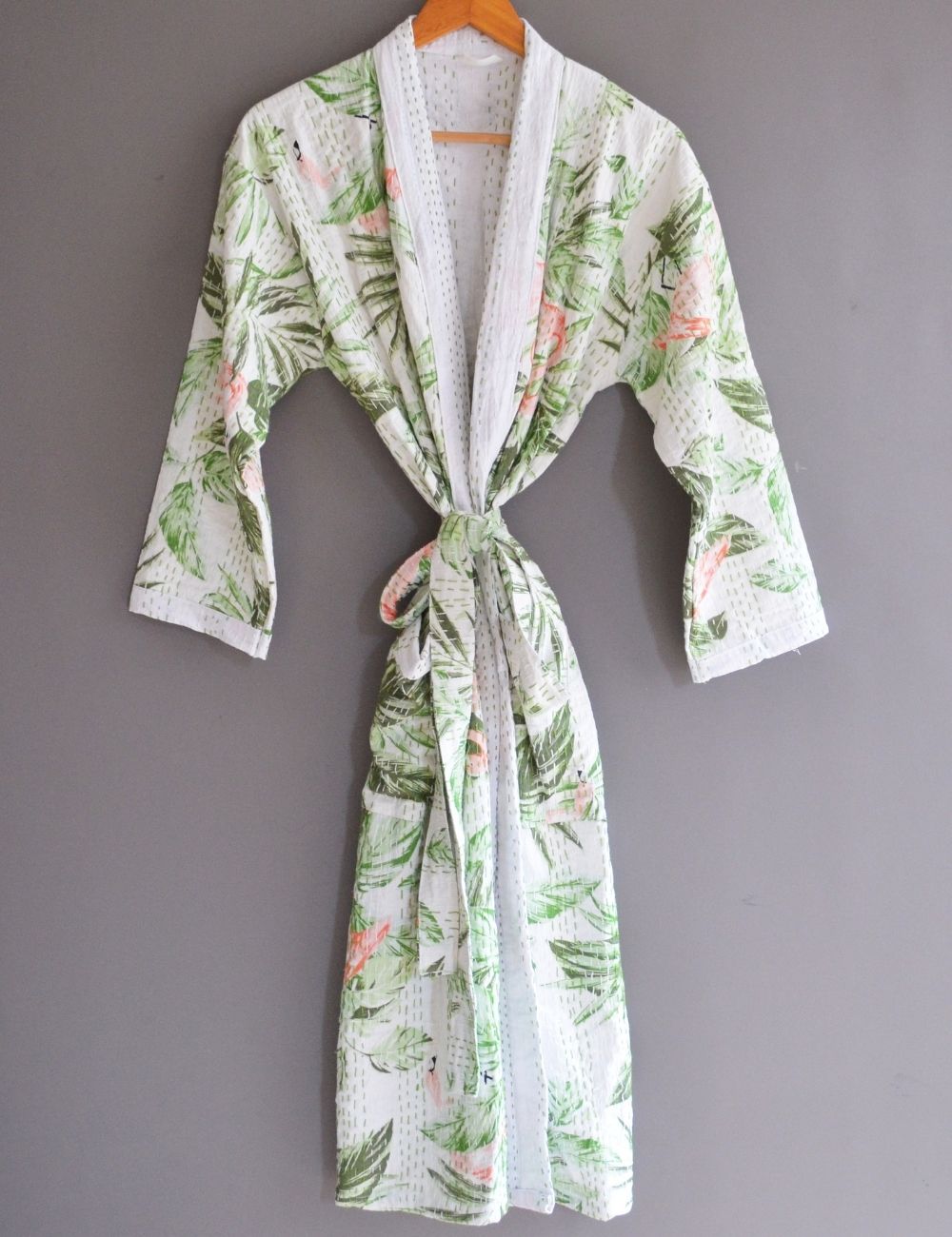 Handmade Quilted Kantha Kimono For Beach Cover Up