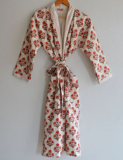 Night Wear Cotton Quilted Kimono Women's House Robes