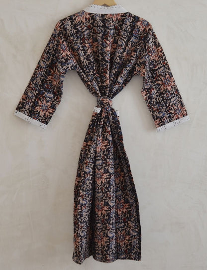 Block Print Hand Printed Vintage Boho Robe