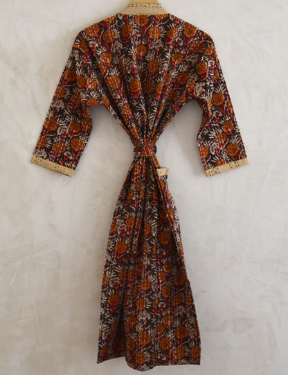 Indian Bagru Print Cotton Beach Robe For Bridal Party Gown