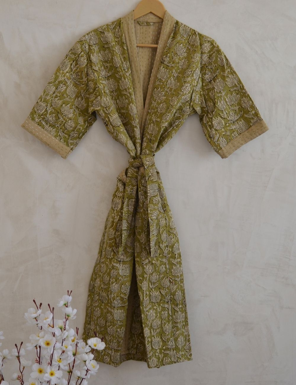 Luxury Vintage Kantha Kimono For Women Night Gown