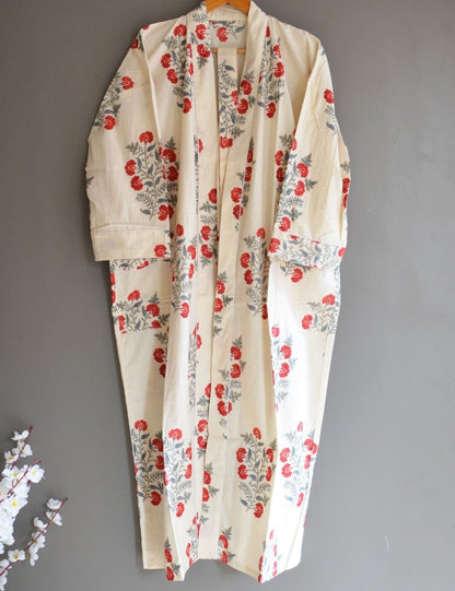Indian Cotton Beach Cover Up Robes Floral Print