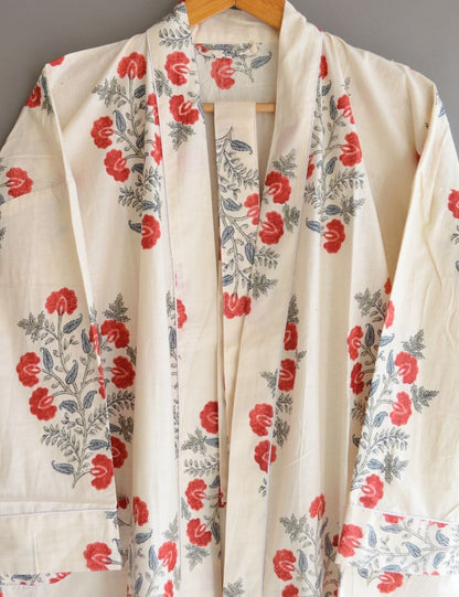 Indian Cotton Beach Cover Up Robes Floral Print