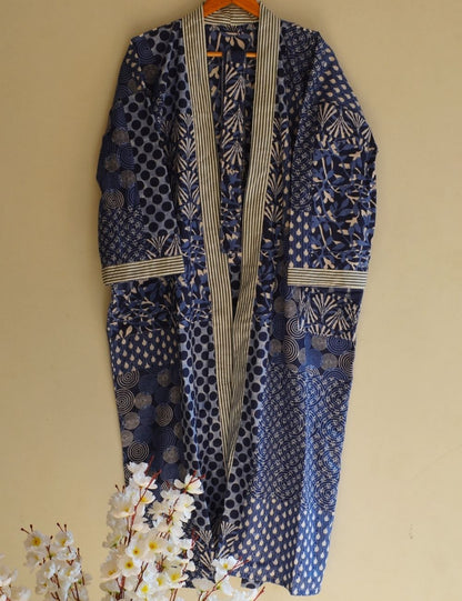 Indigo Indian Pure Cotton Night Gown Beach Robes