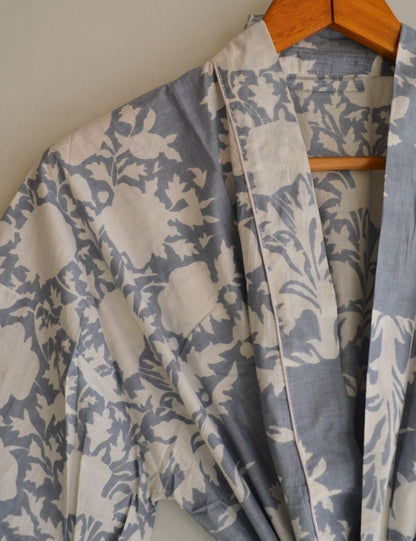 Floral Printed 100% Cotton Kimono Summer Bathrobe