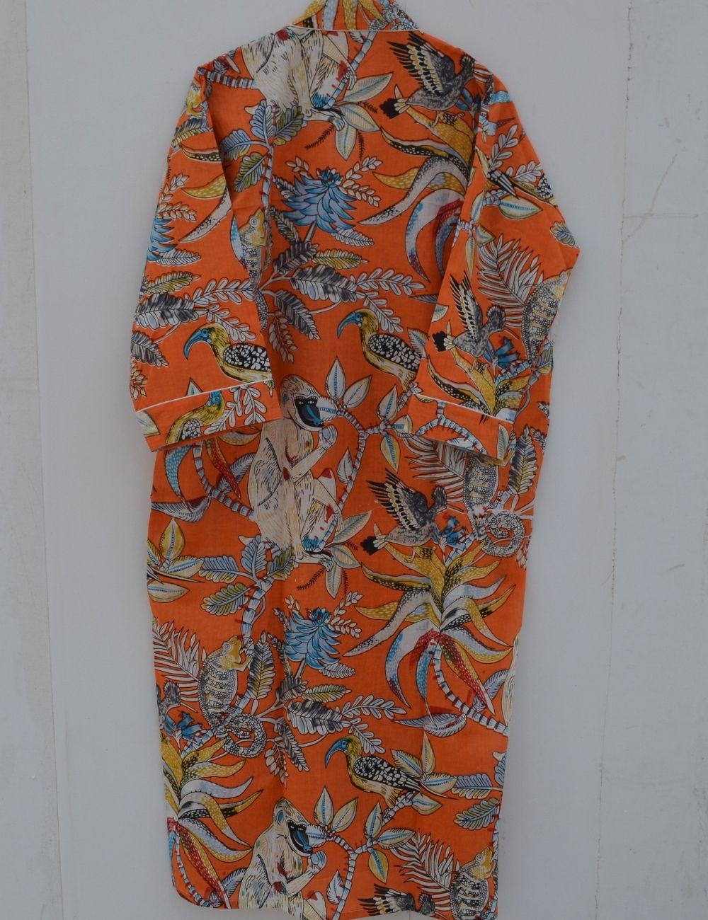 Animal Block Printed Cotton Kimono
