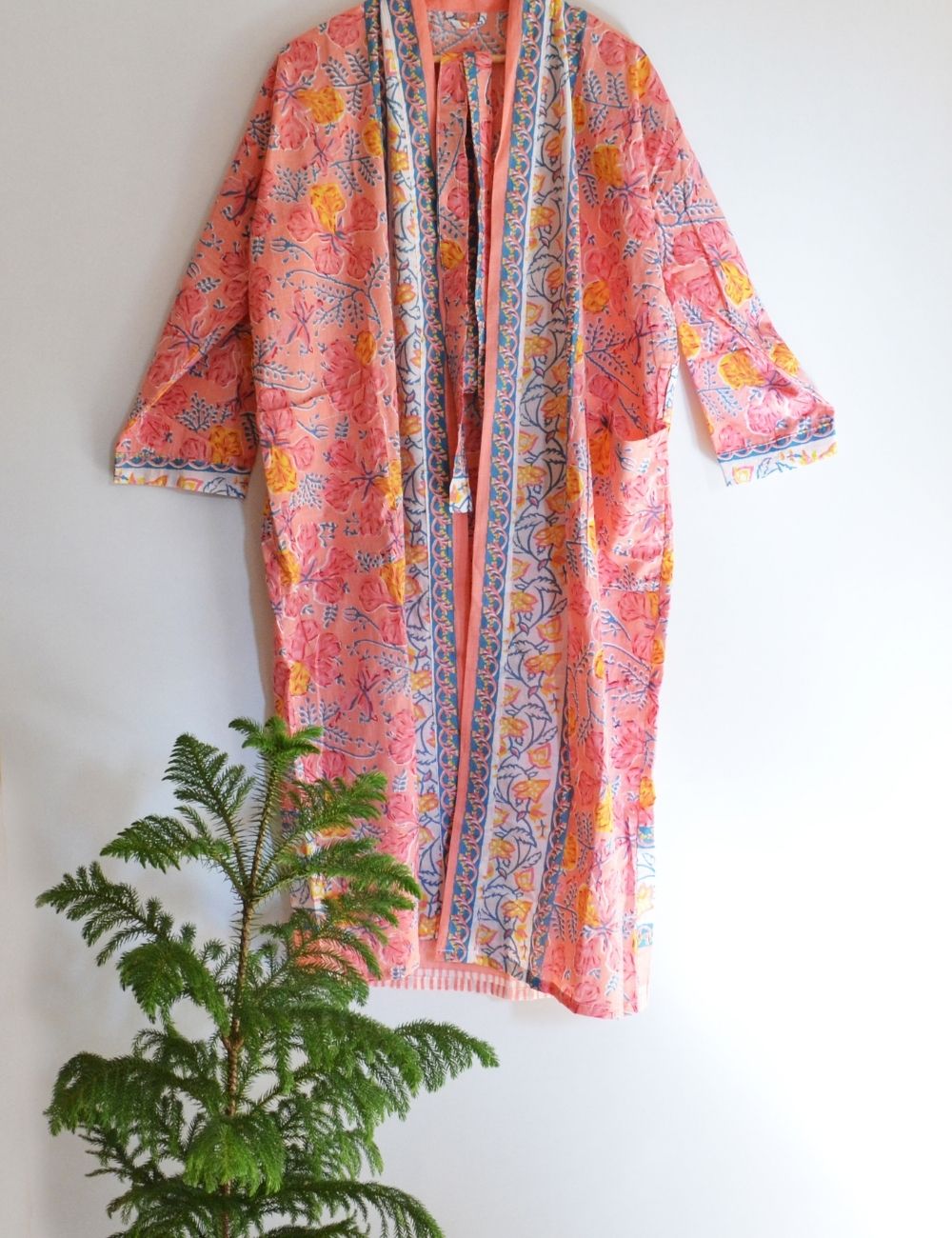 Cotton Bathrobes Pink Beautiful Summer Ethnic Robe