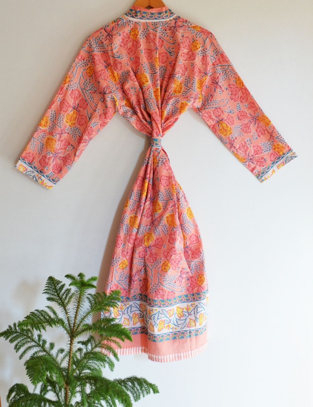 Cotton Bathrobes Pink Beautiful Summer Ethnic Robe