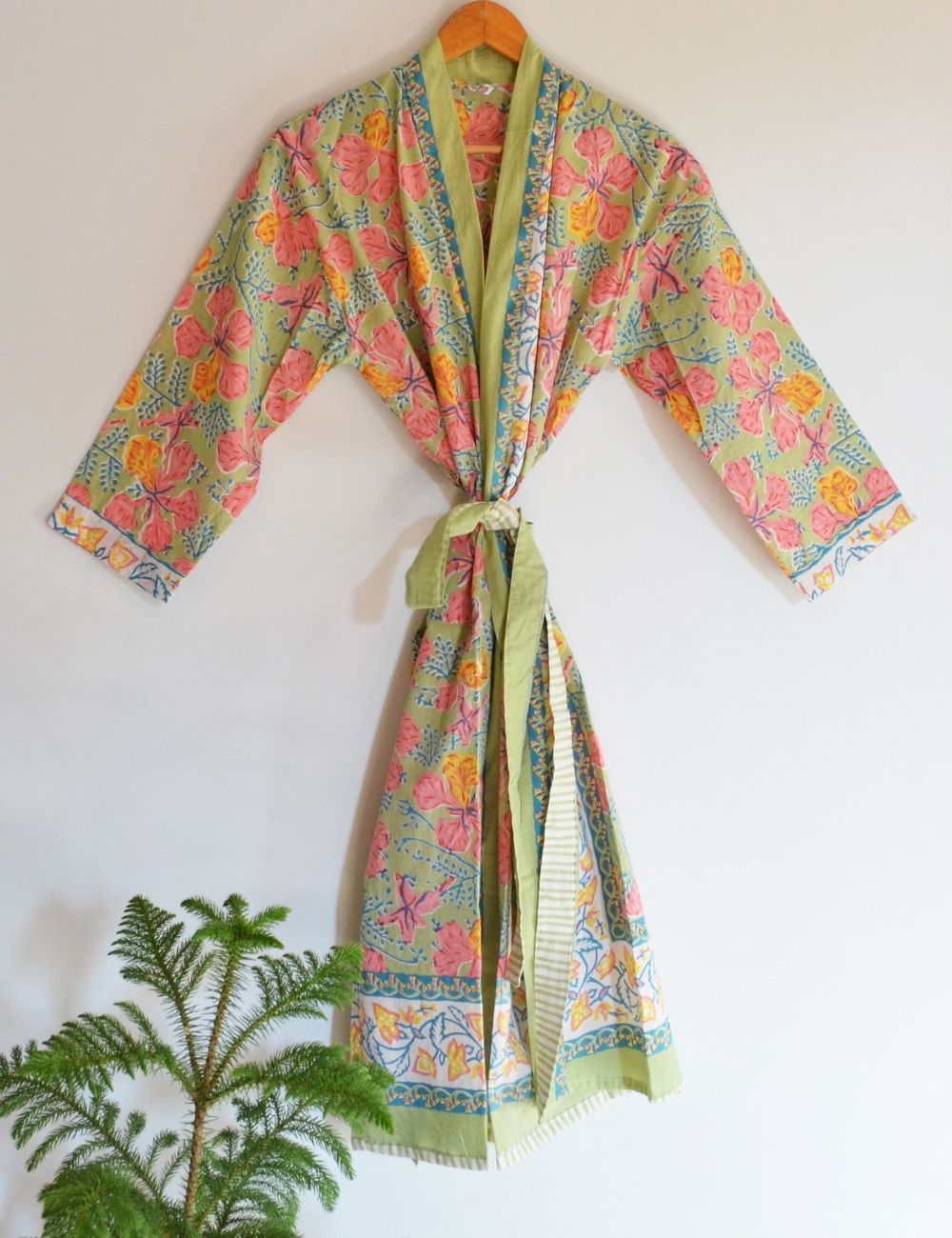 Pure Cotton Indian Block Printed House Robe Summer Kimono