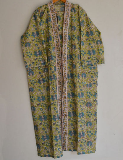 Indian Hand Print Block Cotton Causal Night Robes